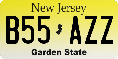 NJ license plate B55AZZ