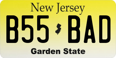 NJ license plate B55BAD
