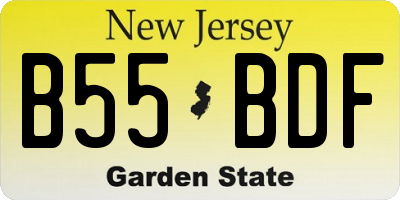 NJ license plate B55BDF