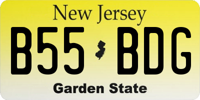 NJ license plate B55BDG