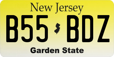 NJ license plate B55BDZ