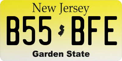 NJ license plate B55BFE