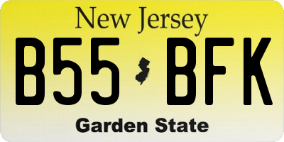 NJ license plate B55BFK