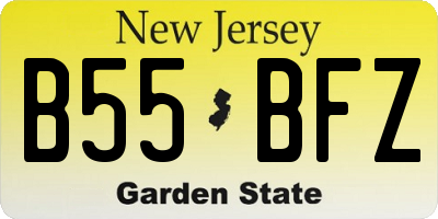 NJ license plate B55BFZ