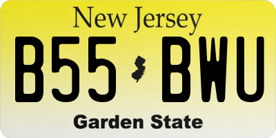 NJ license plate B55BWU