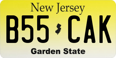 NJ license plate B55CAK