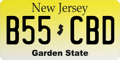 NJ license plate B55CBD