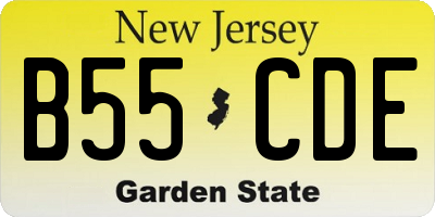 NJ license plate B55CDE