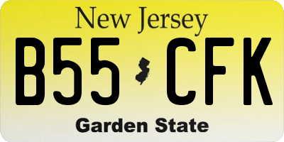NJ license plate B55CFK