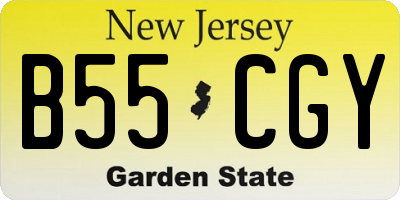 NJ license plate B55CGY