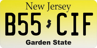 NJ license plate B55CIF