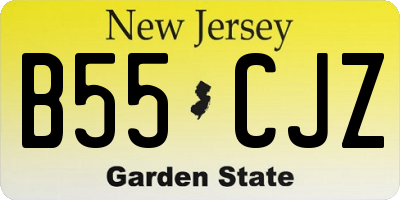 NJ license plate B55CJZ