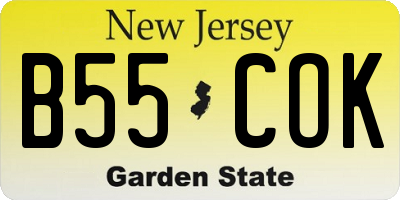 NJ license plate B55COK
