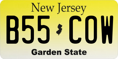 NJ license plate B55COW