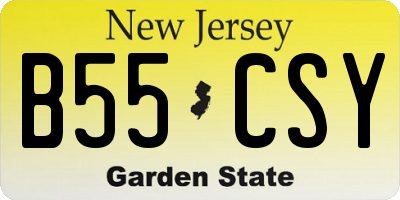 NJ license plate B55CSY