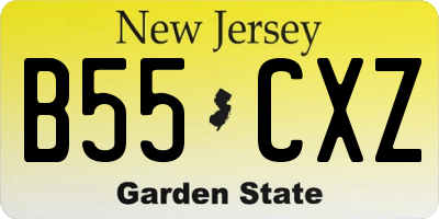 NJ license plate B55CXZ