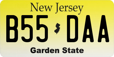 NJ license plate B55DAA