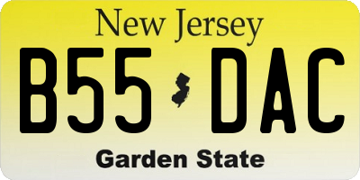 NJ license plate B55DAC