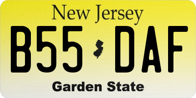 NJ license plate B55DAF