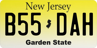 NJ license plate B55DAH