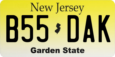 NJ license plate B55DAK