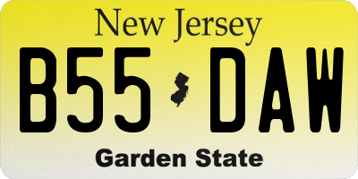 NJ license plate B55DAW