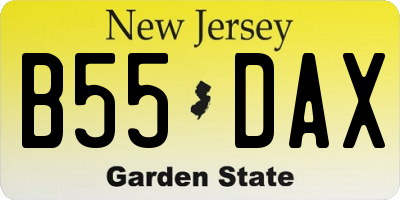 NJ license plate B55DAX