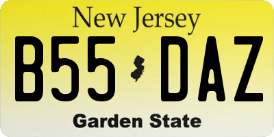 NJ license plate B55DAZ