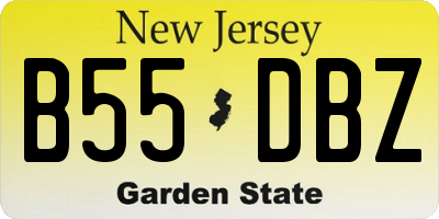 NJ license plate B55DBZ