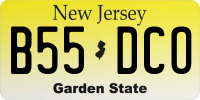 NJ license plate B55DCO