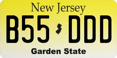 NJ license plate B55DDD