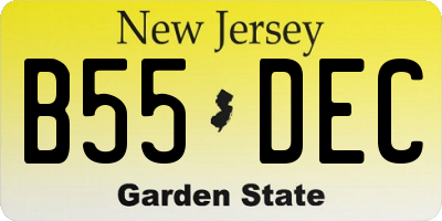 NJ license plate B55DEC