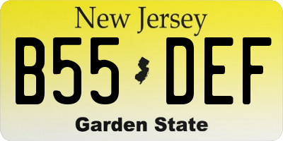 NJ license plate B55DEF