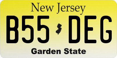 NJ license plate B55DEG