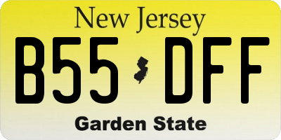 NJ license plate B55DFF