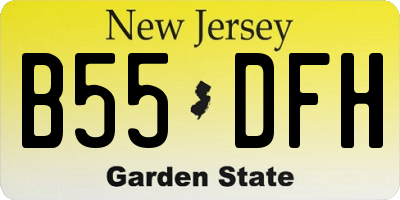 NJ license plate B55DFH