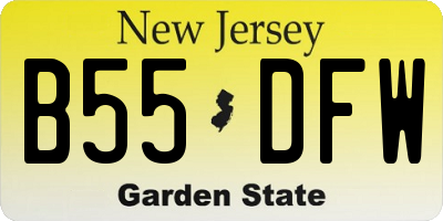 NJ license plate B55DFW