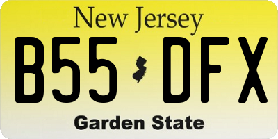 NJ license plate B55DFX