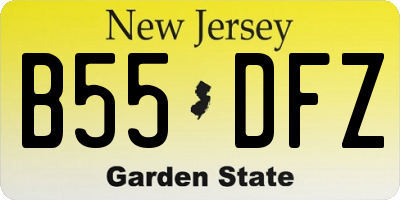 NJ license plate B55DFZ