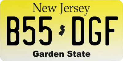NJ license plate B55DGF