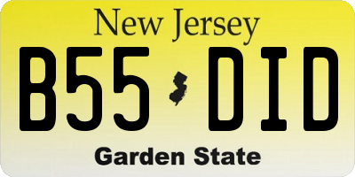 NJ license plate B55DID
