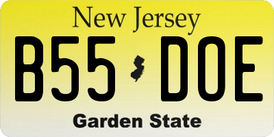 NJ license plate B55DOE