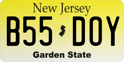 NJ license plate B55DOY