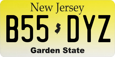 NJ license plate B55DYZ