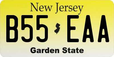 NJ license plate B55EAA