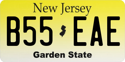 NJ license plate B55EAE