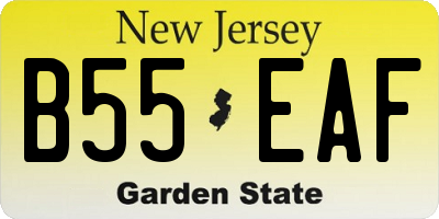 NJ license plate B55EAF