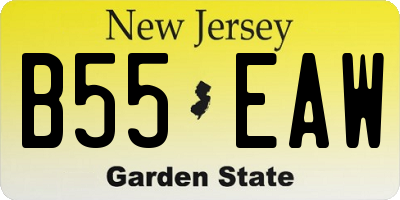NJ license plate B55EAW