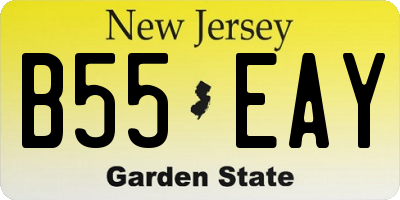 NJ license plate B55EAY