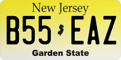 NJ license plate B55EAZ